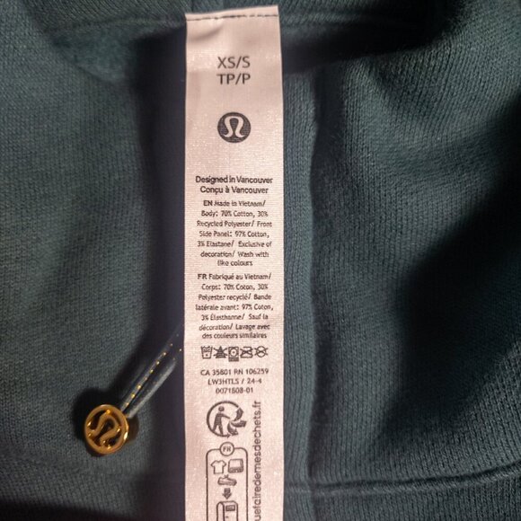 NWT Lululemon Scuba Oversized Full-Zip Hoodie - XS/S Storm Teal/Gold - Picture 8 of 8